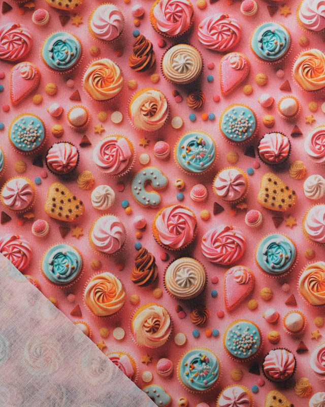 Coton Enduit Motif 3D CupCake - Mercerine