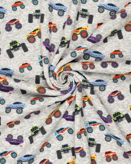Tissu Sweat Jogging Monster Trucks - Mercerine