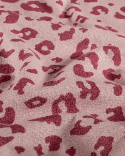 Tissu Flanelle Rose Clair Motif Léopard - Mercerine