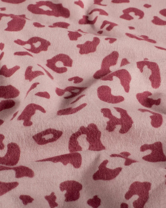 Tissu Flanelle Rose Clair Motif Léopard - Mercerine