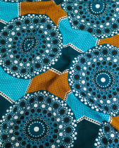 Tissu Coton Inspiration Wax Baobab Turquoise Argent