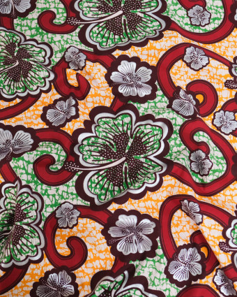 Tissu Coton Inspiration Wax Bamako Rouge Argent - Mercerine