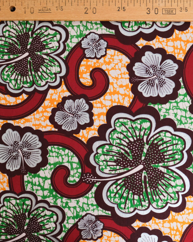 Tissu Coton Inspiration Wax Bamako Rouge Argent - Mercerine
