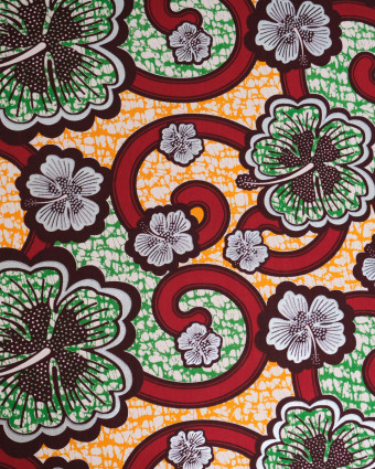 Tissu Coton Inspiration Wax Bamako Rouge Argent - Mercerine
