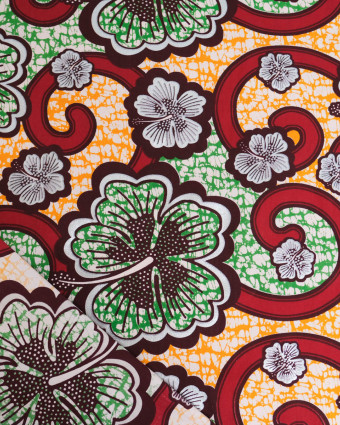 Tissu Coton Inspiration Wax Bamako Rouge Argent - Mercerine