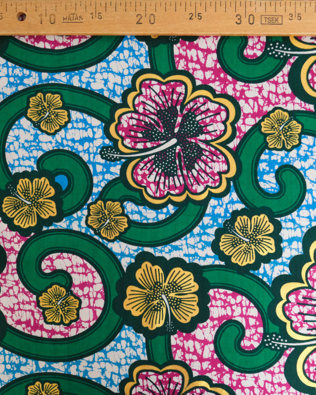 Tissu Coton Inspiration Wax Bamako Vert Or - Mercerine