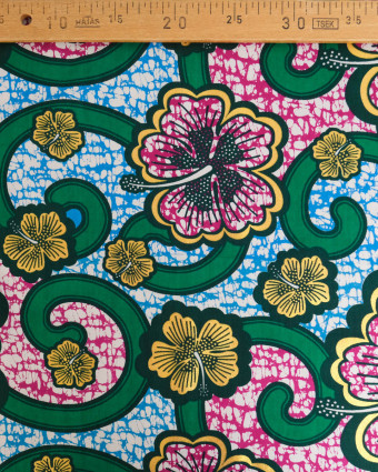 Tissu Coton Inspiration Wax Bamako Vert Or - Mercerine