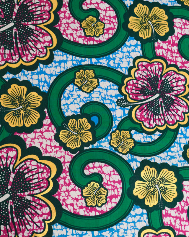 Tissu Coton Inspiration Wax Bamako Vert Or - Mercerine