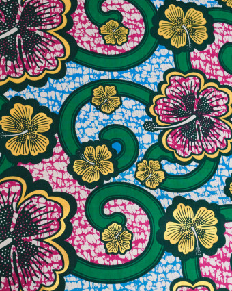 Tissu Coton Inspiration Wax Bamako Vert Or - Mercerine