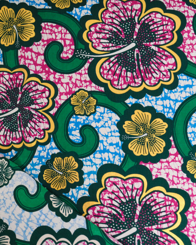 Tissu Coton Inspiration Wax Bamako Vert Or - Mercerine