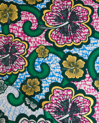 Tissu Coton Inspiration Wax Bamako Vert Or - Mercerine