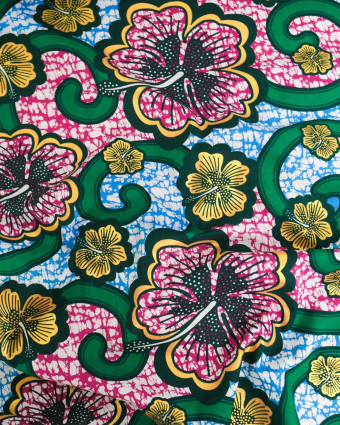 Tissu Coton Inspiration Wax Bamako Vert Or - Mercerine