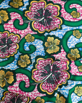 Tissu Coton Inspiration Wax Bamako Vert Or