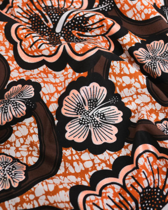Tissu Coton Inspiration Wax Bamako Marron Rose - Mercerine
