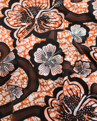 Tissu Coton Inspiration Wax Bamako Marron Rose - Mercerine