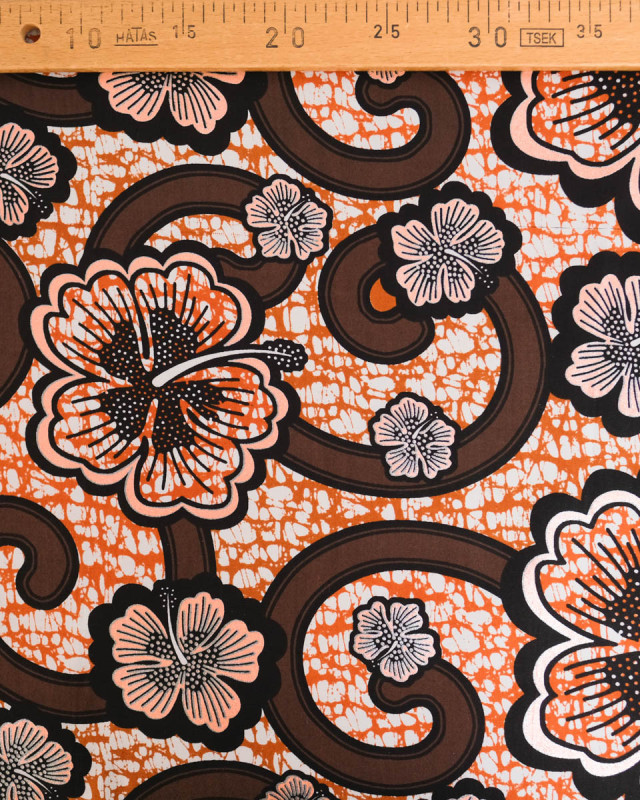 Tissu Coton Inspiration Wax Bamako Marron Rose - Mercerine