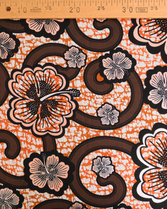 Tissu Coton Inspiration Wax Bamako Marron Rose - Mercerine