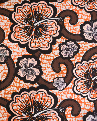 Tissu Coton Inspiration Wax Bamako Marron Rose - Mercerine