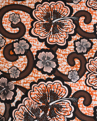 Tissu Coton Inspiration Wax Bamako Marron Rose - Mercerine