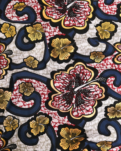 Tissu Coton Inspiration Wax Bamako Gris Or - Mercerine