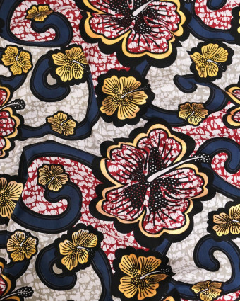 Tissu Coton Inspiration Wax Bamako Gris Or - Mercerine