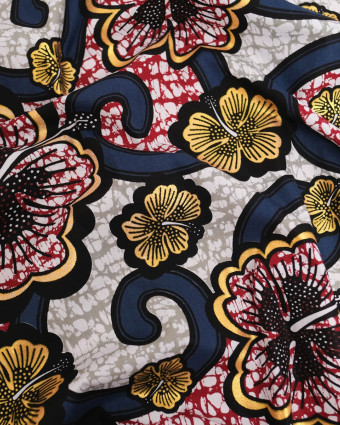 Tissu Coton Inspiration Wax Bamako Gris Or - Mercerine