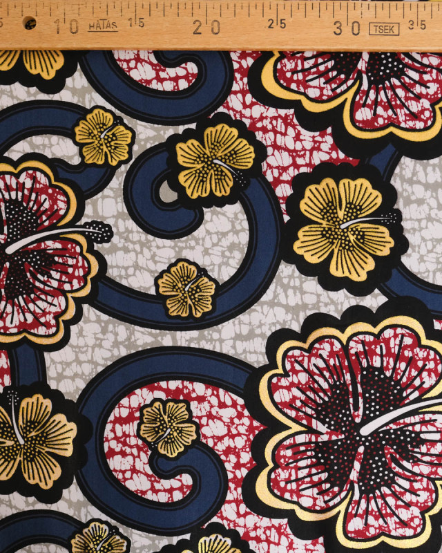 Tissu Coton Inspiration Wax Bamako Gris Or - Mercerine