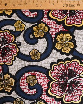 Tissu Coton Inspiration Wax Bamako Gris Or - Mercerine