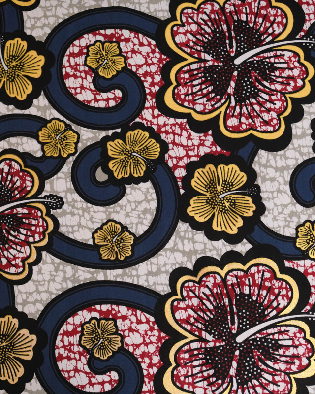 Tissu Coton Inspiration Wax Bamako Gris Or - Mercerine
