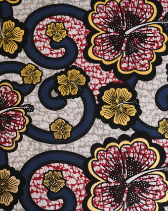 Tissu Coton Inspiration Wax Bamako Gris Or - Mercerine