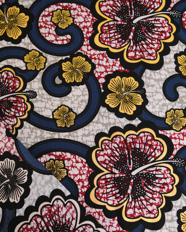 Tissu Coton Inspiration Wax Bamako Gris Or - Mercerine