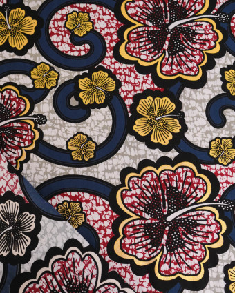 Tissu Coton Inspiration Wax Bamako Gris Or - Mercerine