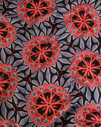 Tissu Coton Inspiration Wax Bamori Gris Rouge - Mercerine