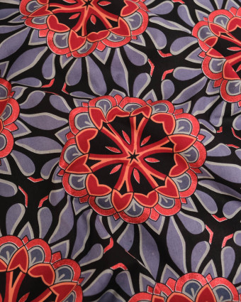 Tissu Coton Inspiration Wax Bamori Gris Rouge - Mercerine