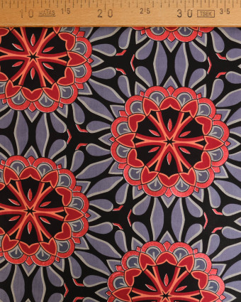 Tissu Coton Inspiration Wax Bamori Gris Rouge - Mercerine
