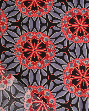 Tissu Coton Inspiration Wax Bamori Gris Rouge - Mercerine