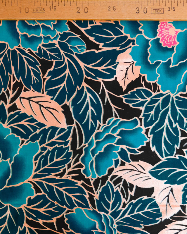 Tissu Coton Inspiration Wax Lotus  Bleu Pailleté - Mercerine