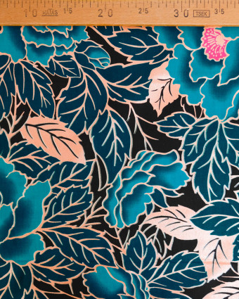 Tissu Coton Inspiration Wax Lotus  Bleu Pailleté - Mercerine
