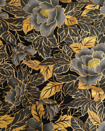 Tissu Coton Inspiration Wax Lotus Gris Or - Mercerine