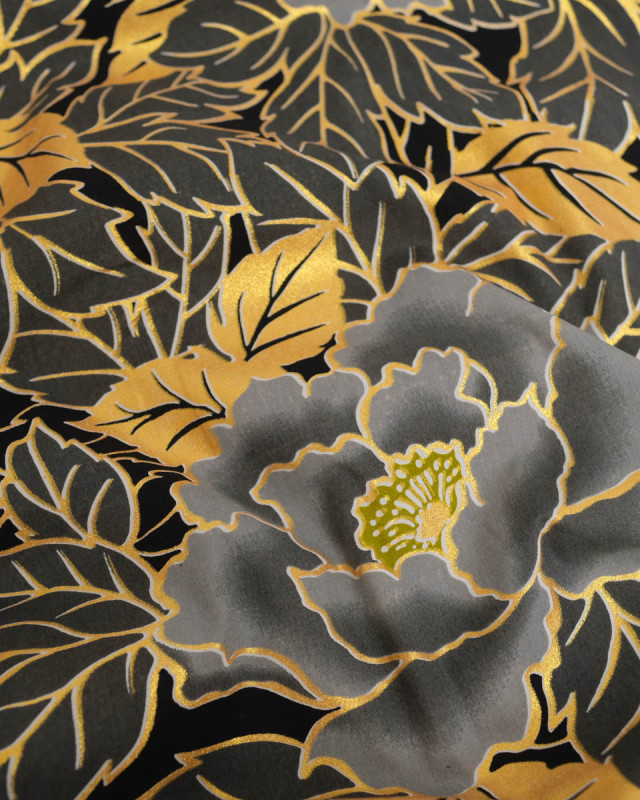 Tissu Coton Inspiration Wax Lotus Gris Or - Mercerine