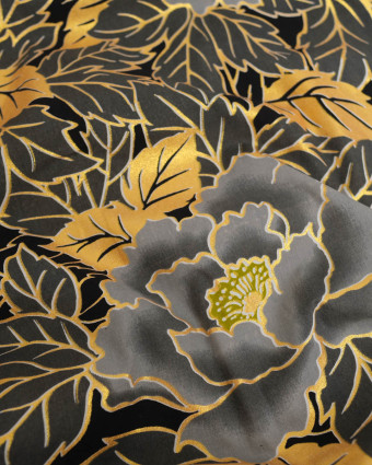 Tissu Coton Inspiration Wax Lotus Gris Or - Mercerine