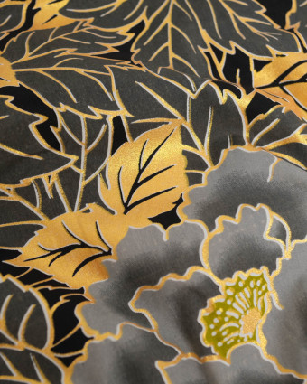 Tissu Coton Inspiration Wax Lotus Gris Or - Mercerine