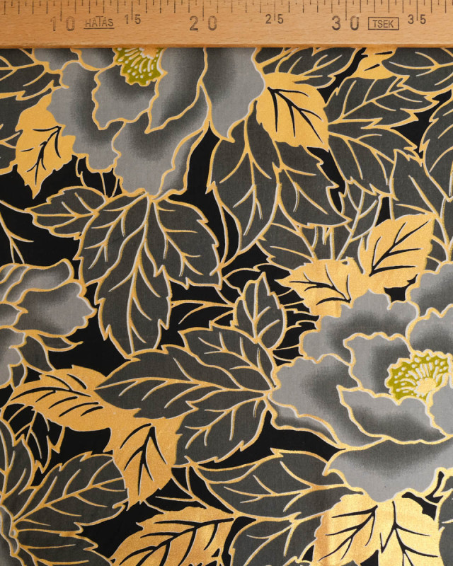 Tissu Coton Inspiration Wax Lotus Gris Or - Mercerine