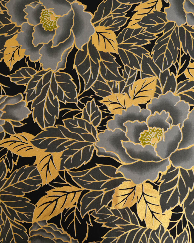 Tissu Coton Inspiration Wax Lotus Gris Or - Mercerine