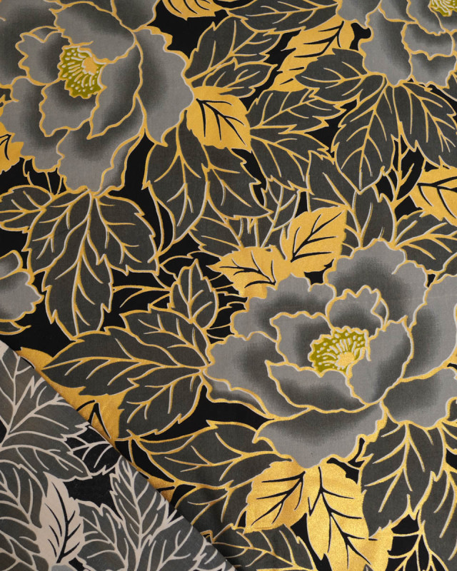 Tissu Coton Inspiration Wax Lotus Gris Or - Mercerine