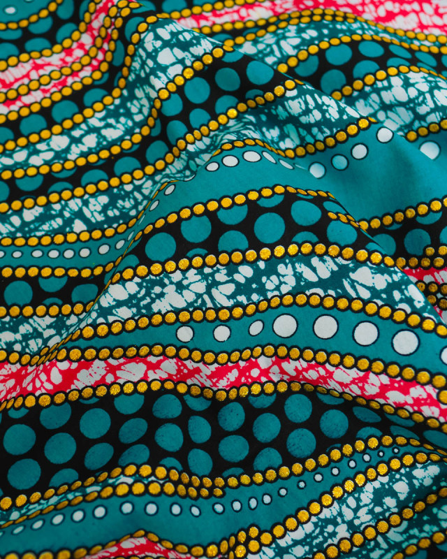 Tissu Coton Inspiration Wax Nubia Jade Or - Mercerine