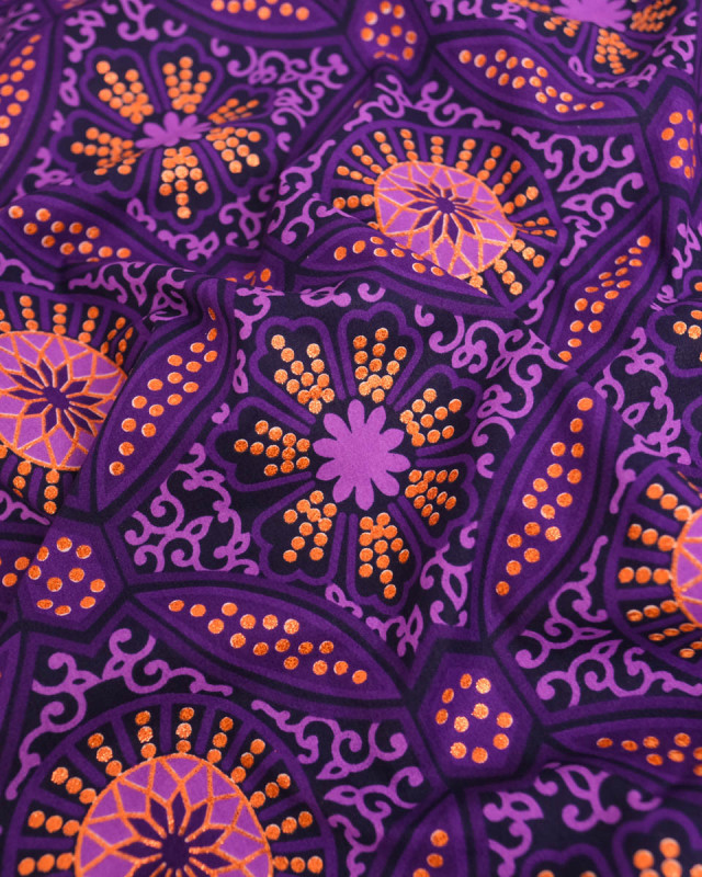 Tissu Coton Inspiration Wax Suria Violet Cuivre - Mercerine