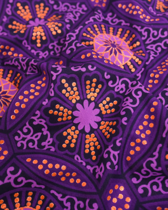 Tissu Coton Inspiration Wax Suria Violet Cuivre - Mercerine