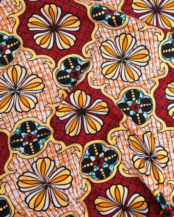 Tissu Coton Inspiration Wax Dakar Rouge Or - Mercerine