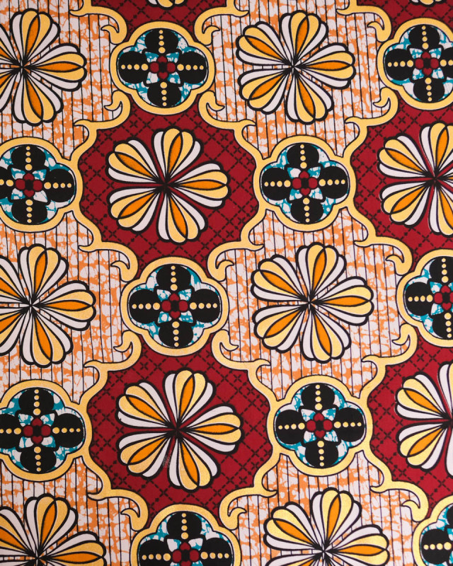 Tissu Coton Inspiration Wax Dakar Rouge Or - Mercerine